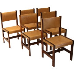 Set of Six Rare Solid Rosewood Sergio Rodrigues Dining Chairs
