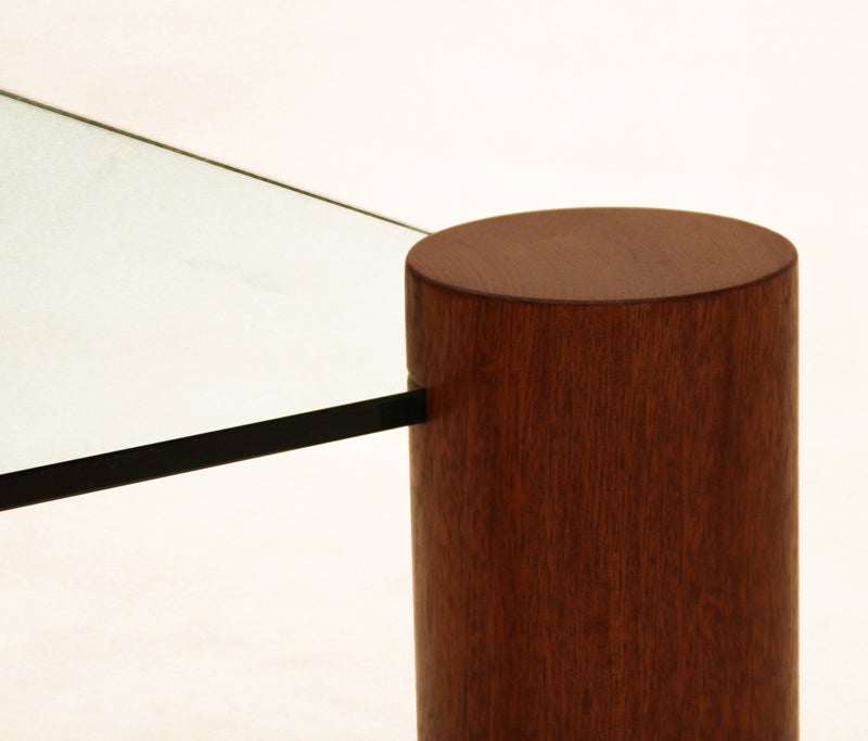 Mid-20th Century Organic Modern Brazilian Caviuna Wood and Cantilevered Glass Coffee Table For Sale