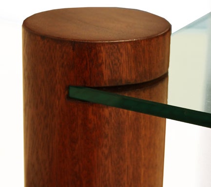 Organic Modern Brazilian Caviuna Wood and Cantilevered Glass Coffee Table For Sale 5
