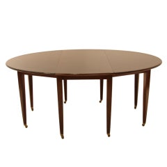 Retro Edward Wormley Oval Drop-Leaf Mahogany Dining Table 