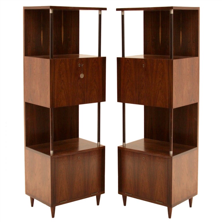 Joaquim Tenreiro Brazilian Hardwood Bookshelf Cabinets For Sale