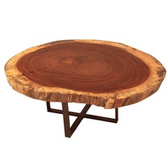 Solid "Devil's Ear" tree round coffee table