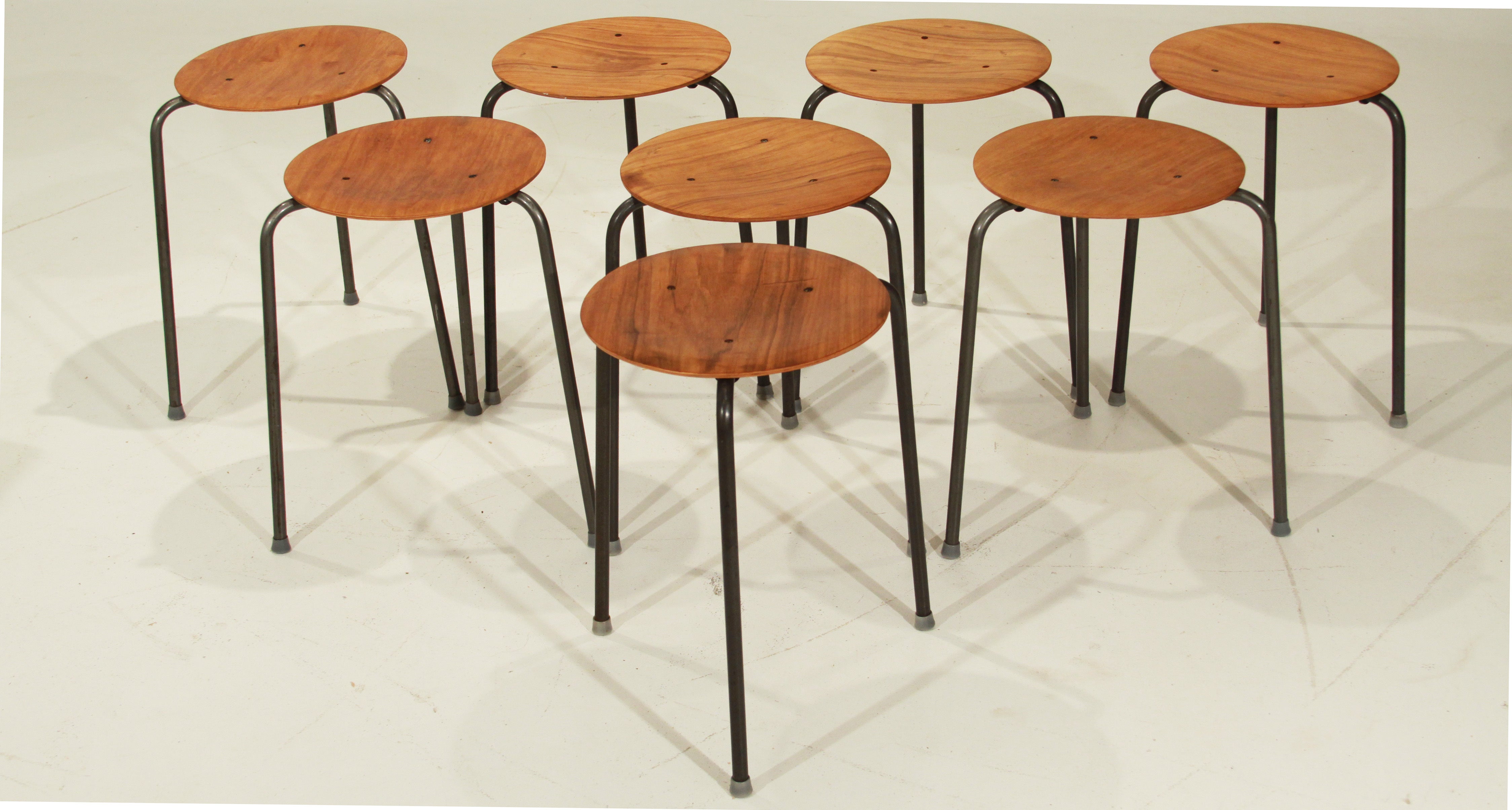 Rare Large Set of Eight Stacking Dot Stools by Arne Jacobson for Fritz Hansen For Sale