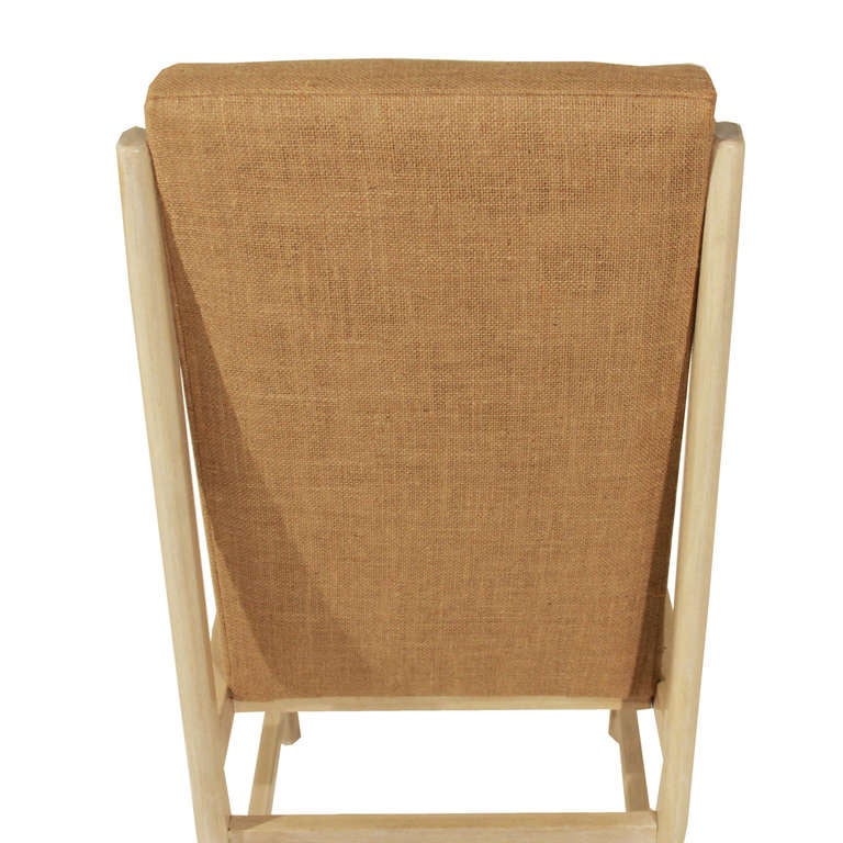 Set of Eight Solid Bleached Vinhatico & Linen Basic Dining Chairs by Celina 2