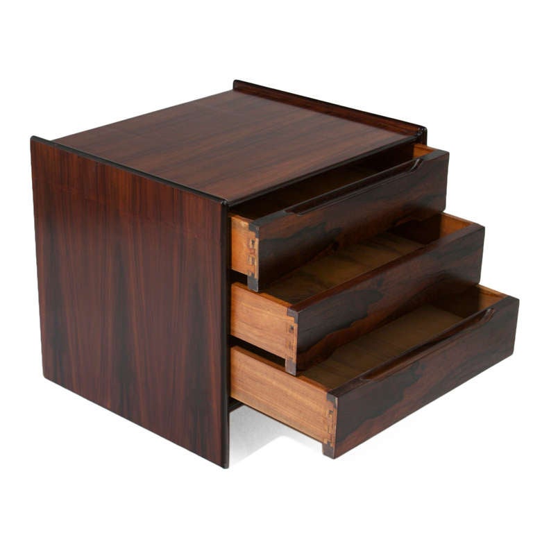 Organic Modern Brazilian Exotic Hardwood Nightstand or Side Table In Good Condition For Sale In Los Angeles, CA