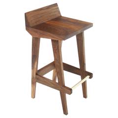 Custom Solid Walnut Bar Stool by Thomas Hayes Studio