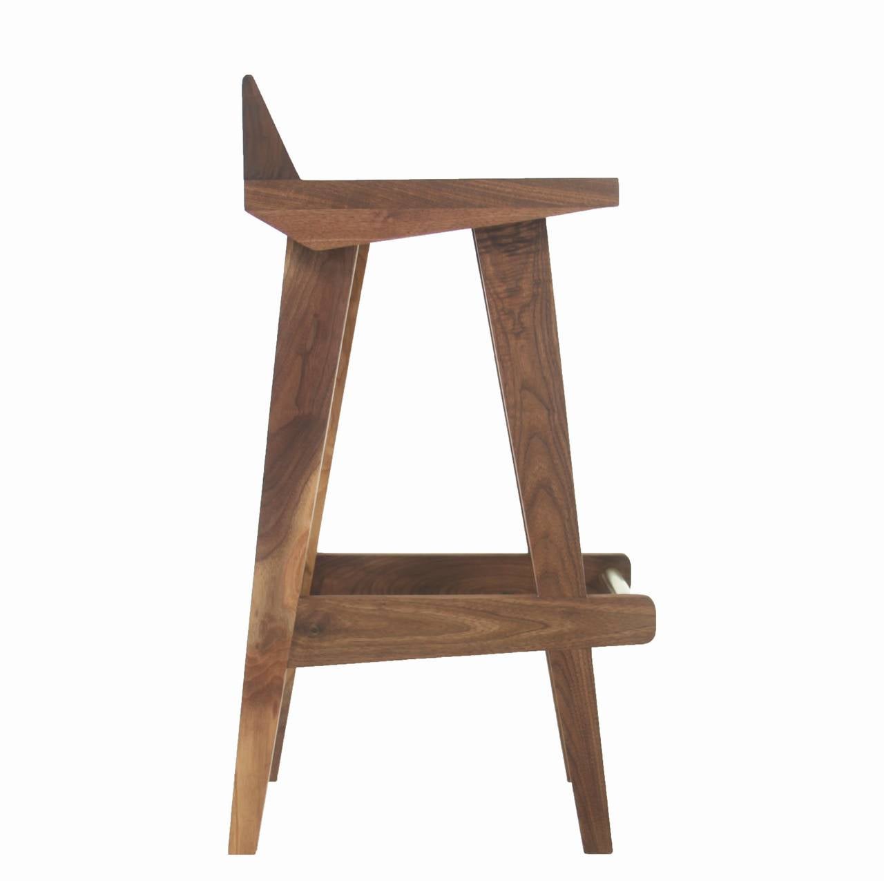 Custom Solid Walnut Bar Stool by Thomas Hayes Studio For Sale at 1stdibs