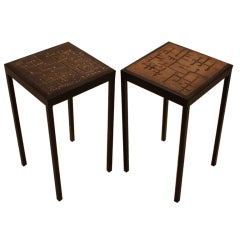 Pair Of custom earthenware ceramic tables by Marcel Hoessly