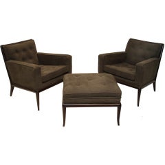 Pair of lounge chairs and ottoman by Robsjohn Gibbings