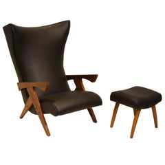 Solid Pau Ferra Wood Chair And Ottoman By Jose Zanine Caldas