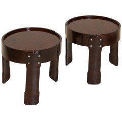 Pair Of Round Rosewood Side Tables Attributed To Jorge Zalszupin