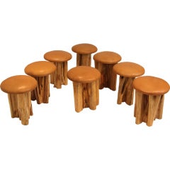 Set of 8 Aquari-Quari leather seat stools by Zanini de Zanine 5