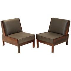 Pair of solid Rosewood armless lounge chairs