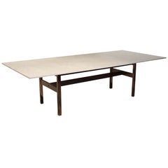 Sergio Rodrigues Rosewood and Carrera marble dining table
