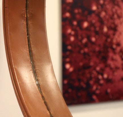 Brazilian Leather framed round mirror by Jorge Zalszupin for L'atelier