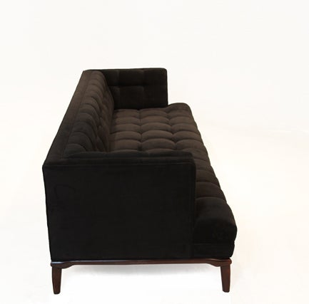 American Custom Thomas Hayes Studio Sophia Sofa in black velvet and solid Rosewood