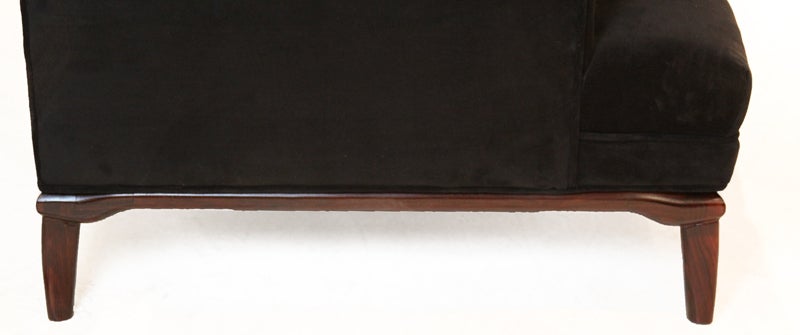 Custom Thomas Hayes Studio Sophia Sofa in black velvet and solid Rosewood 2