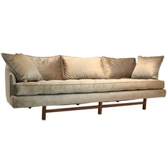 Bronze silk velvet sofa in the style of Harvey Probber