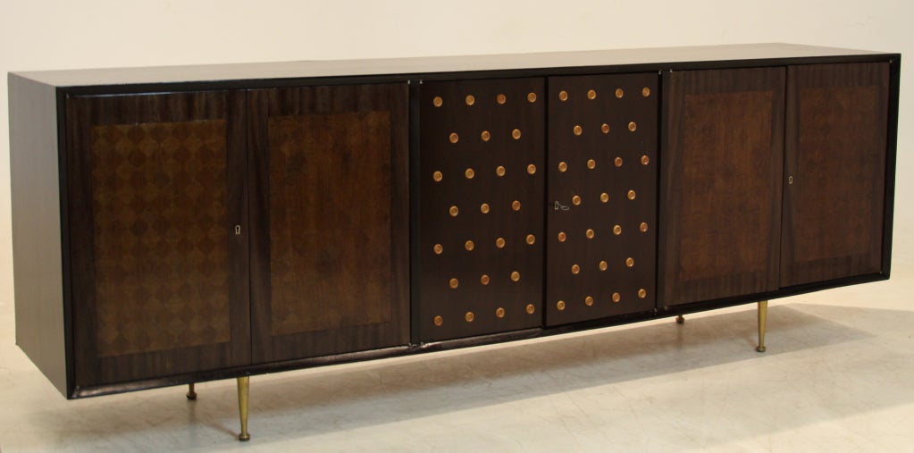 Brazilian Baruna Wood Credenza with Pau-Ferro Wood Buttons
