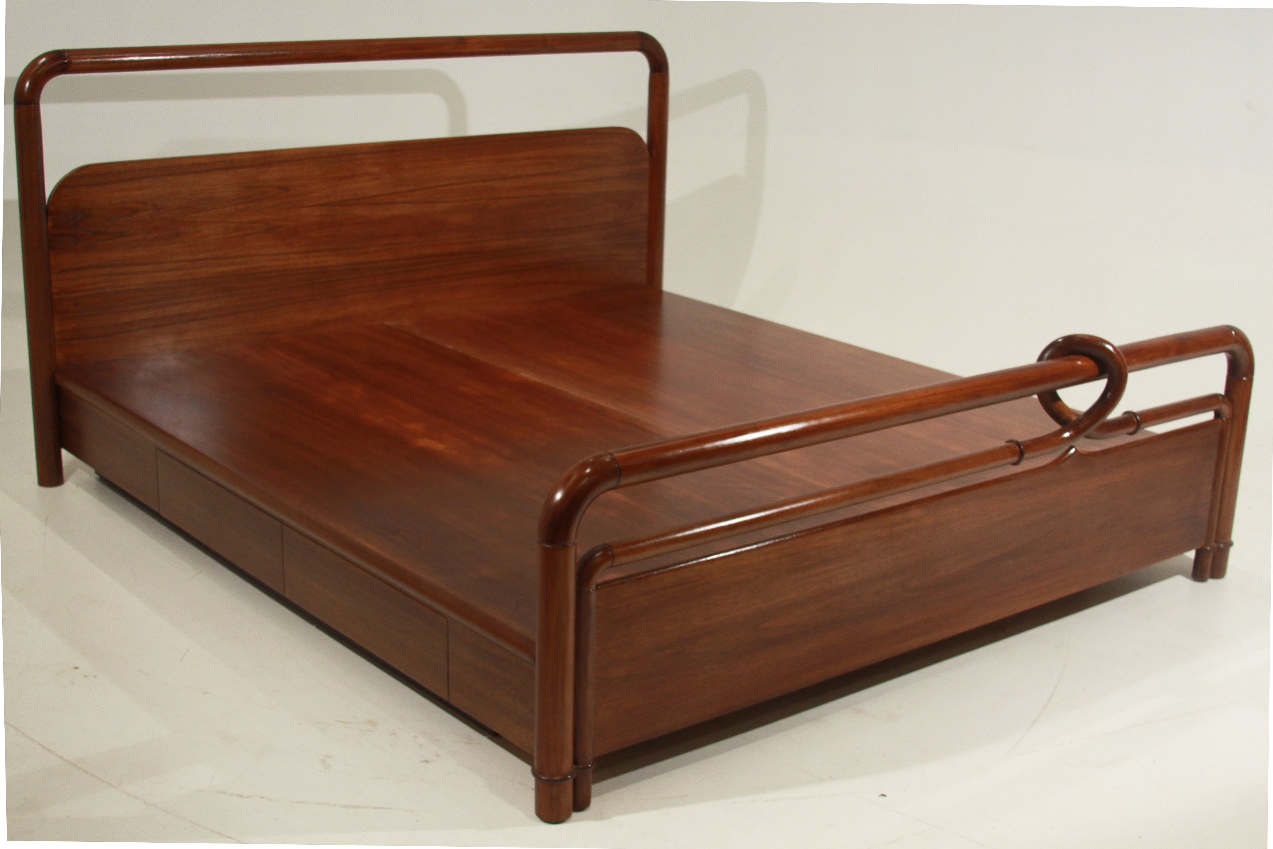 Carved Teak Craftsman Revolution Style Bed
