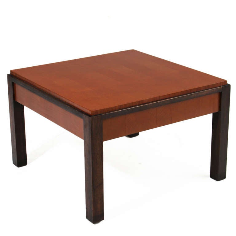 Pair of Oak Parquetry and Mahogany Side Tables by Metropolitan Furniture Company In Good Condition In Hollywood, CA