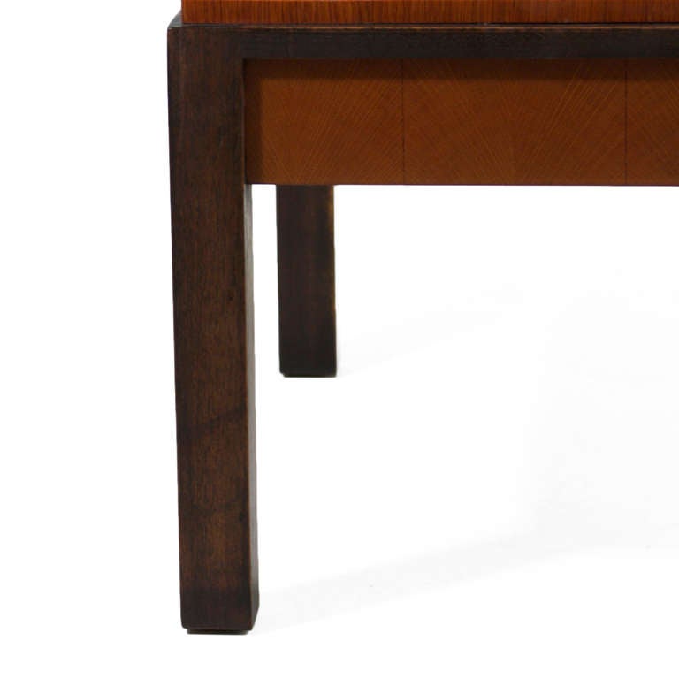 Pair of Oak Parquetry and Mahogany Side Tables by Metropolitan Furniture Company 3