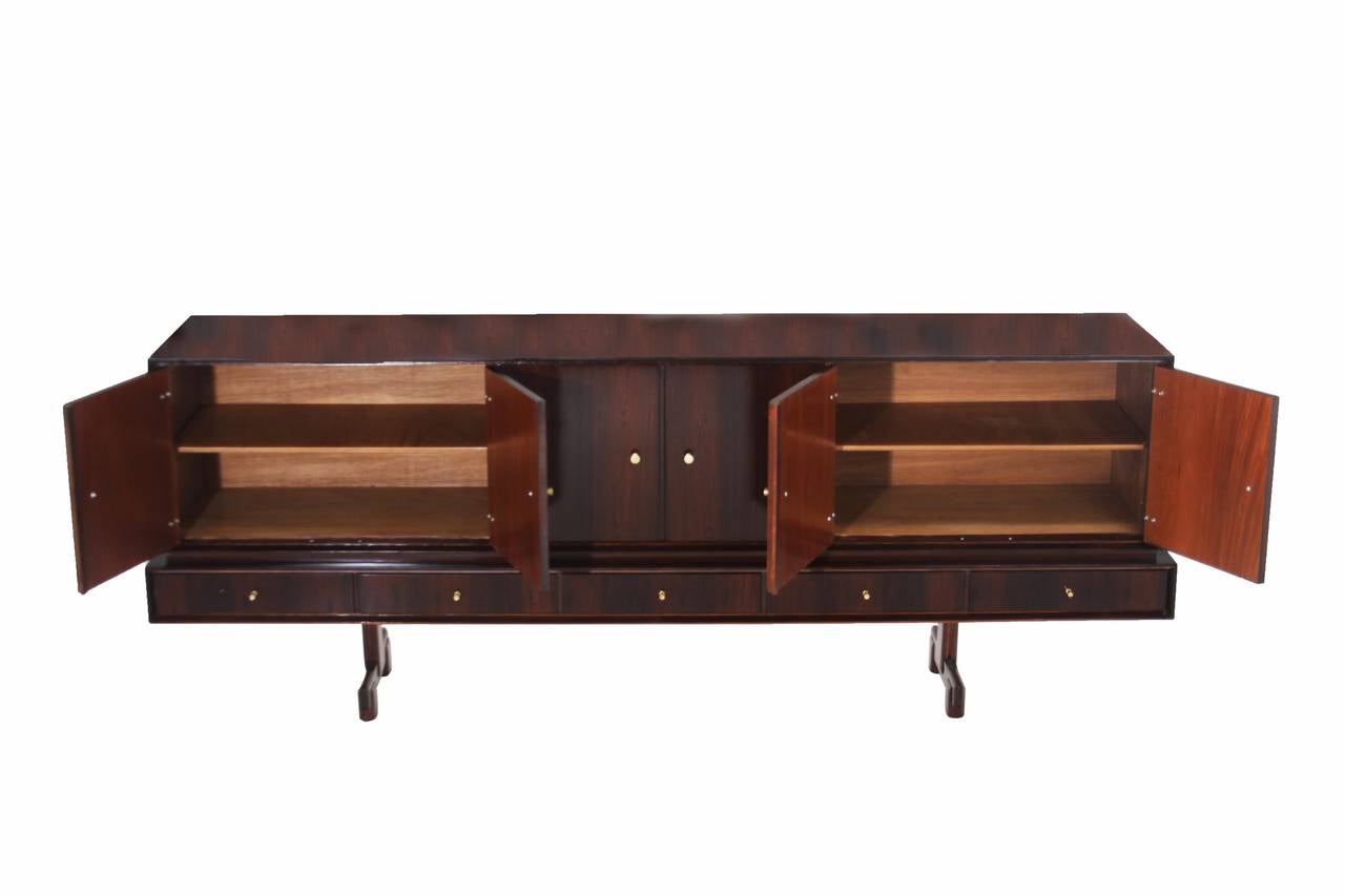 Brushed Organic Modern Brazilian Hardwood Credenza, by Jorge Zalszupin  For Sale