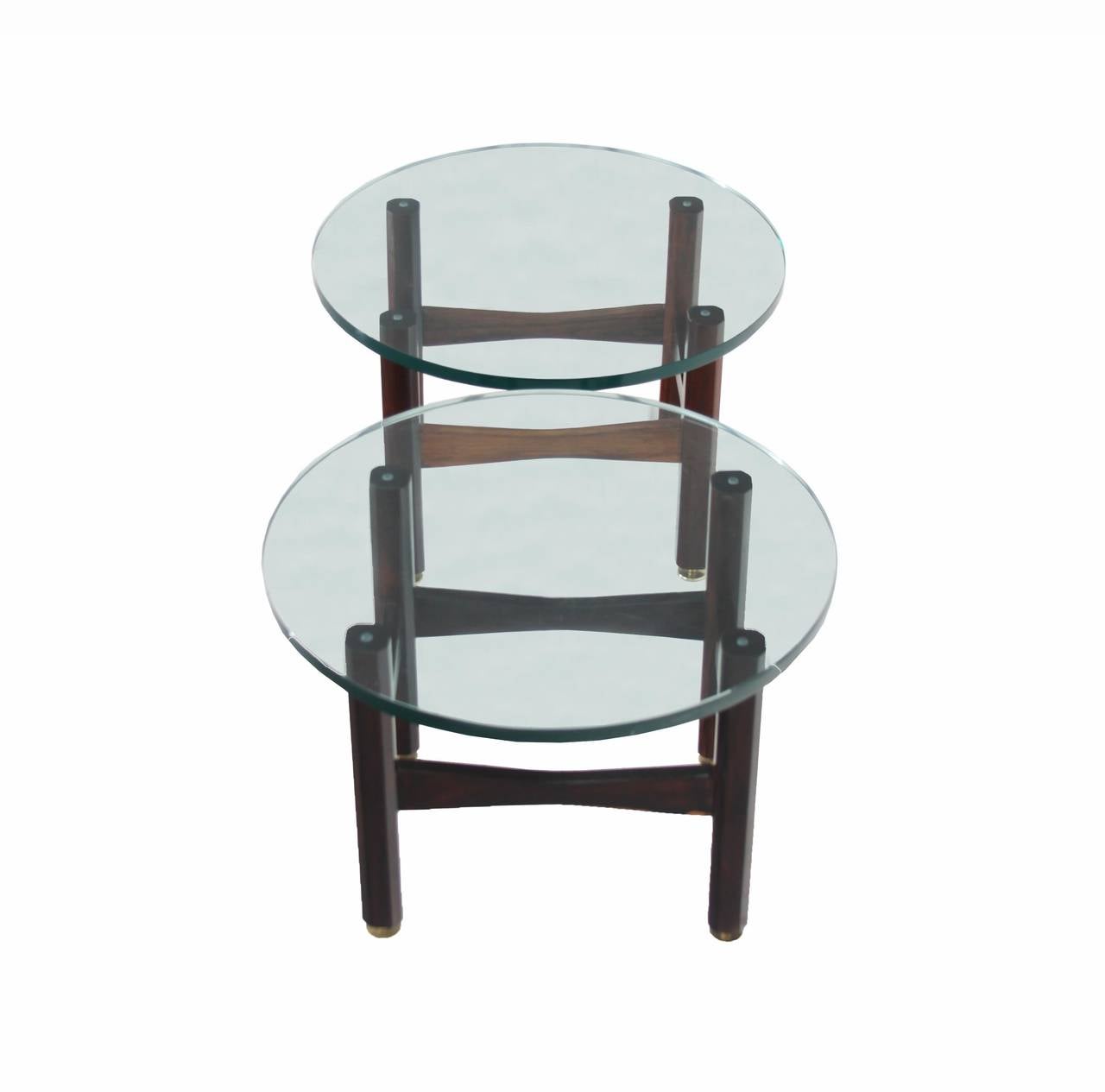 19th Century Brazilian Rosewood and Glass Side Tables In Good Condition For Sale In Los Angeles, CA