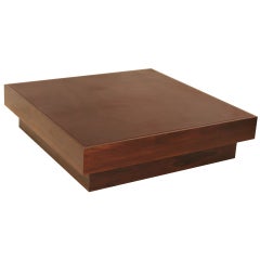 Used Custom Quadrar Leather Coffee Table in Rosewood by Thomas Hayes Studio