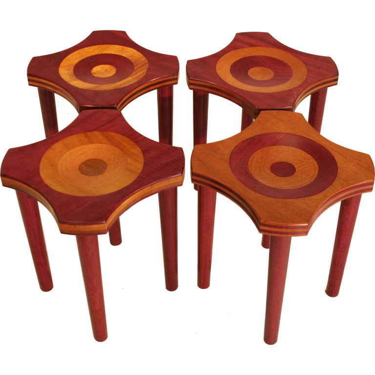 Set of 4 Brazilian "Lotus" stools by Rodrigo Calixto from the "Relevos" Series For Sale