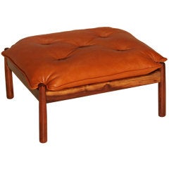 Vintage Solid Caviuna ottoman with tufted cushion