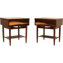 Pair of night stands with Rosewood bow-tie drawers