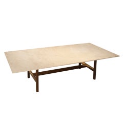 Solid Rosewood and White Carerra Marble Dining Table