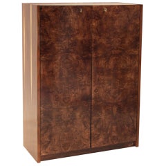 Large Rosewood and Burl Bar with Bronze Details