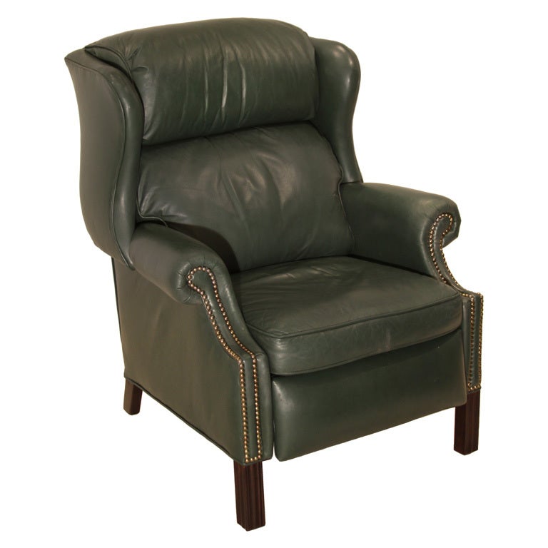 Wingback Chippendale Leather Recliner