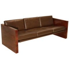Vintage Milo Baughman Rosewood and leather sofa