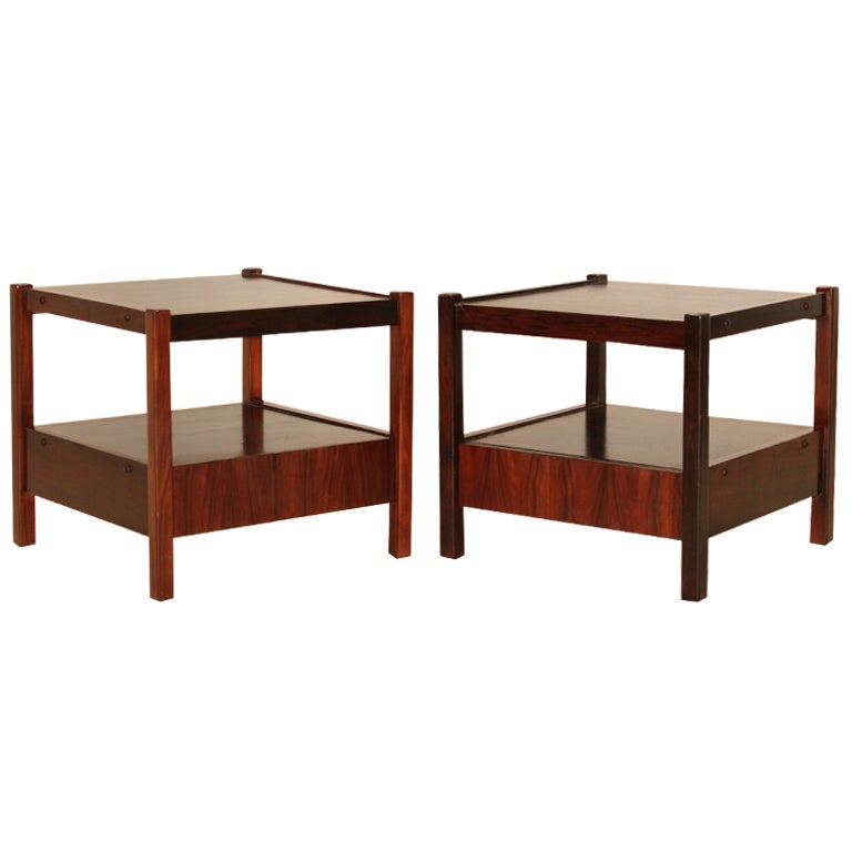 Mid-Century Brazilian Hardwood Side Tables by Celina Moveis  For Sale