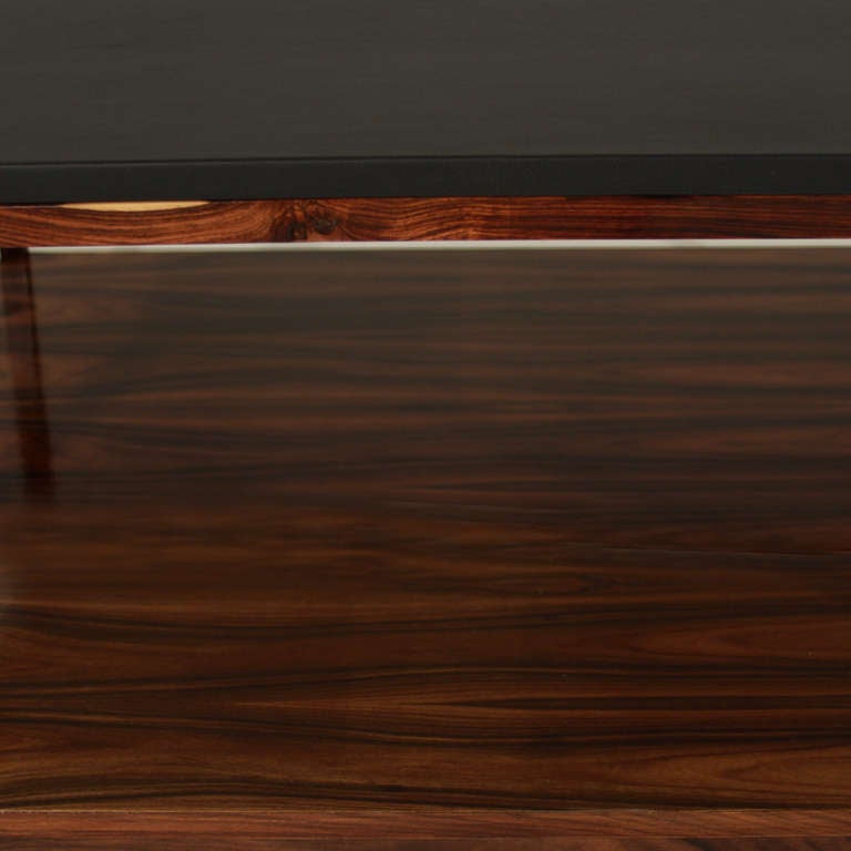 Custom leather wrapped Rosewood coffee table by Thomas Hayes Studio at 1stdibs