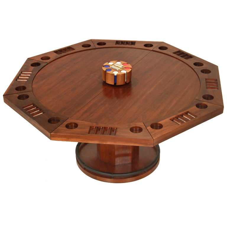 Craft convertible Poker/dining table with solid Walnut inserts