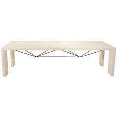 Custom architectural dining/work table with solid space frame stretcher