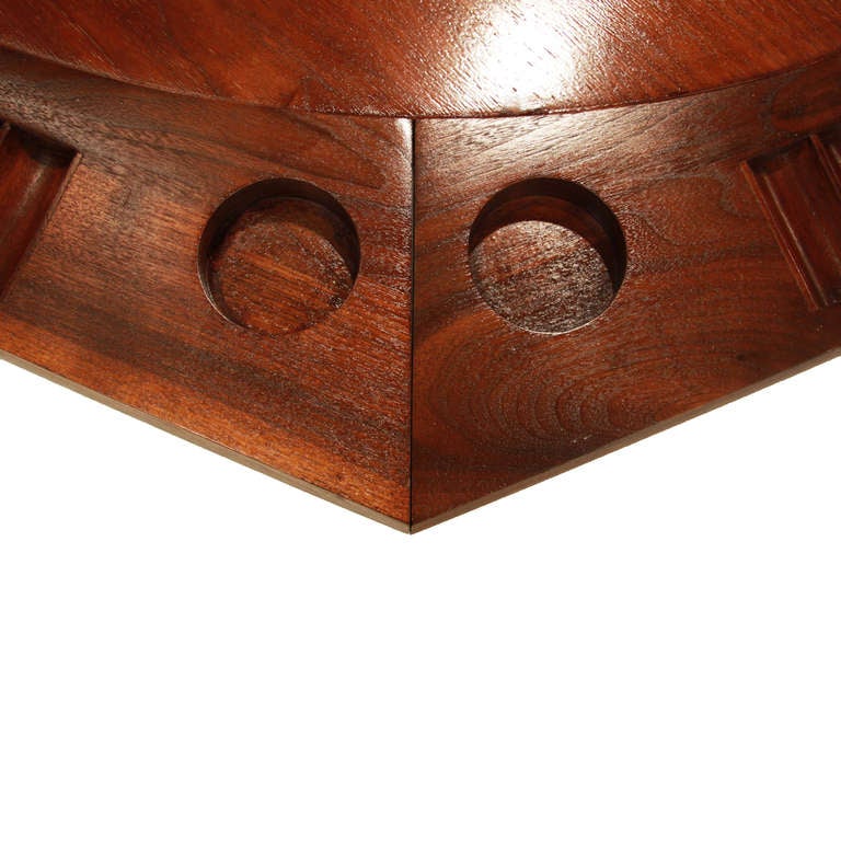 Craft convertible Poker/dining table with solid Walnut inserts In Good Condition In Hollywood, CA