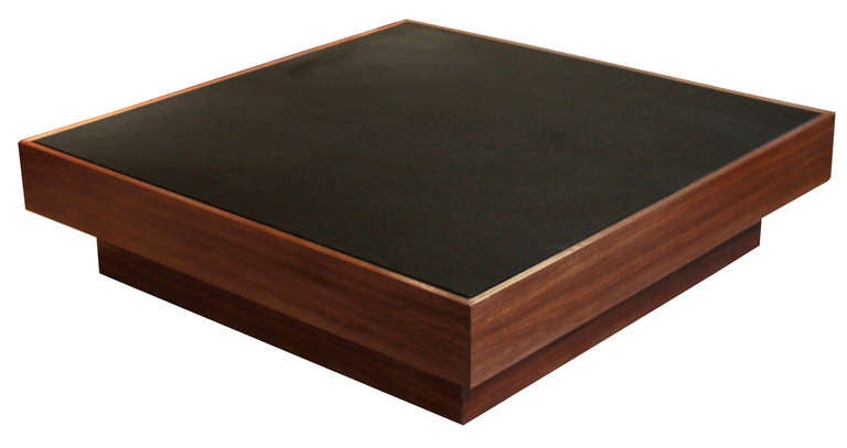 Contemporary Quadrar Leather Coffee Table by Thomas Hayes Studio For Sale