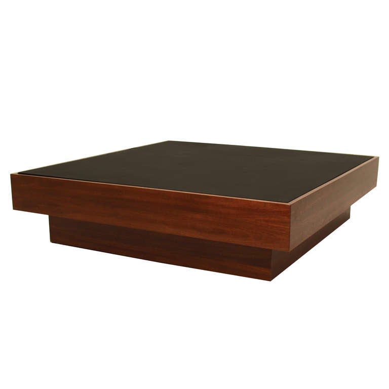 Quadrar Leather Coffee Table by Thomas Hayes Studio In Excellent Condition For Sale In Hollywood, CA