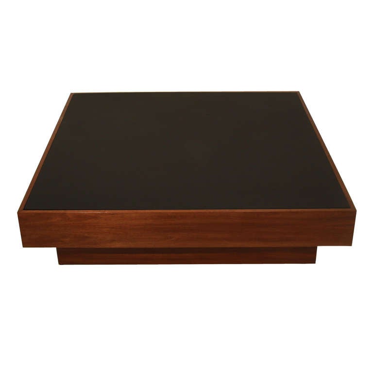 American Quadrar Leather Coffee Table by Thomas Hayes Studio For Sale
