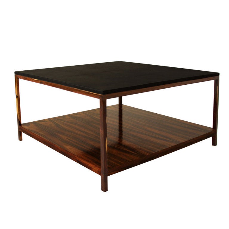 Custom leather wrapped Rosewood coffee table by Thomas Hayes Studio at 1stDibs