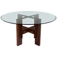 Brazilian Ipe & Round Glass Table