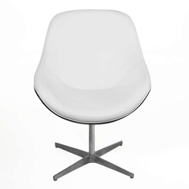 Brazilian Black Fiberglass & White Leather chair attributed to Ricardo Fasanello