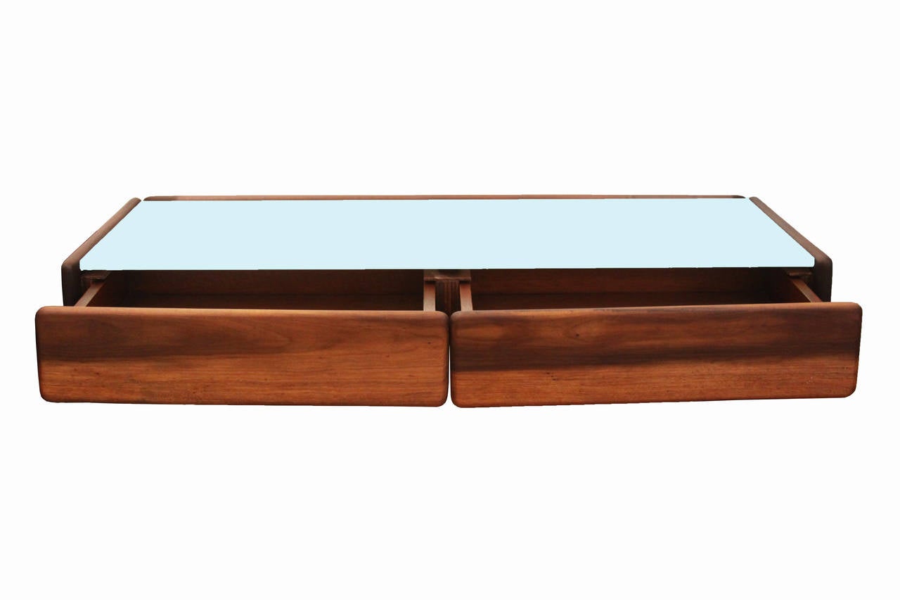 Oiled Floating Two-Drawer Shelf by Celina Moveis For Sale
