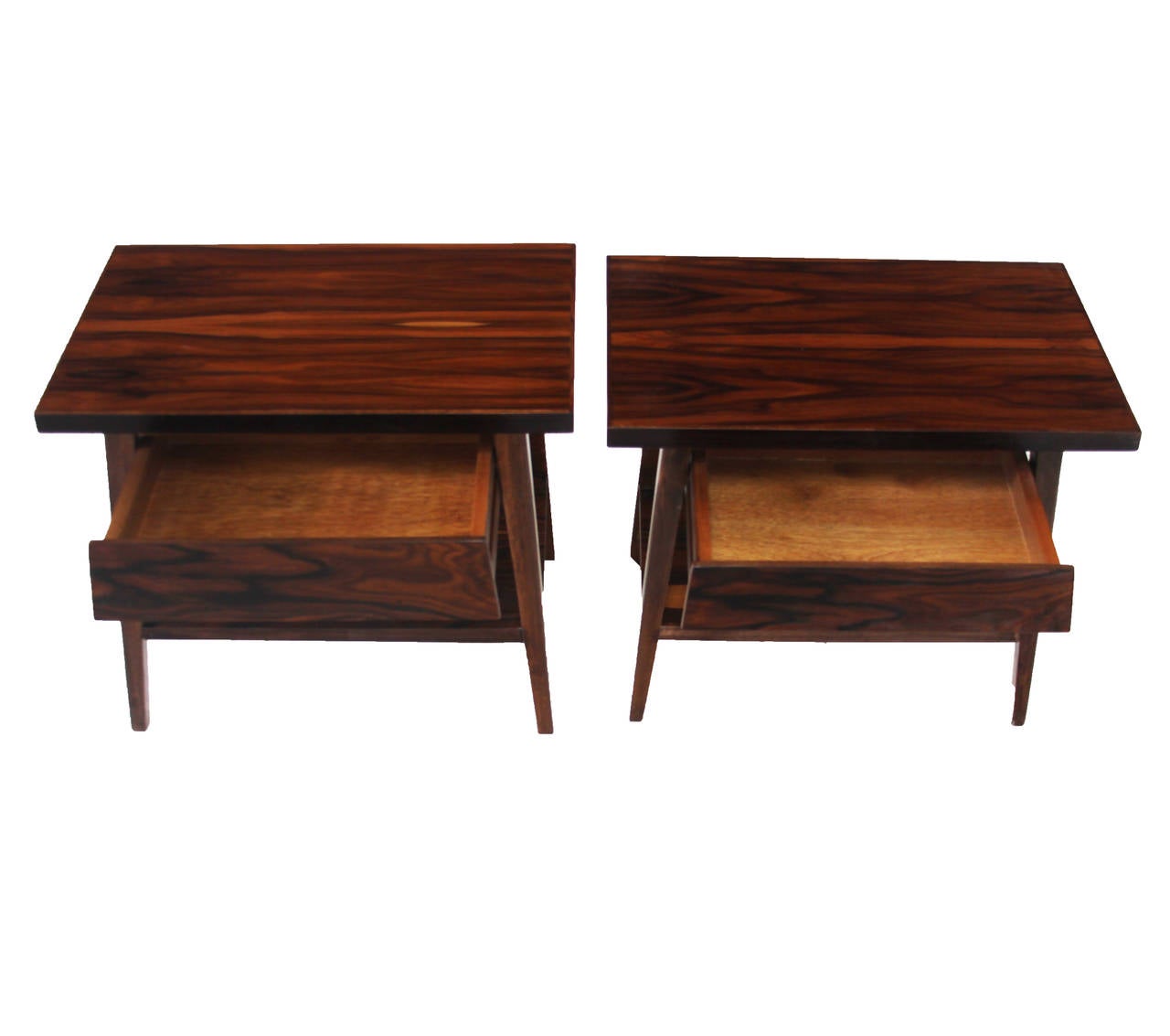 Brazilian Pair of Vintage Rosewood Side Tables or Nightstands