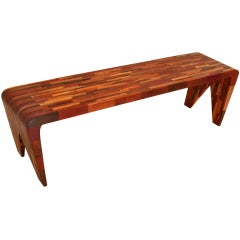 Multi-Wood "Uai" Bench with Forked Legs by Tunico T